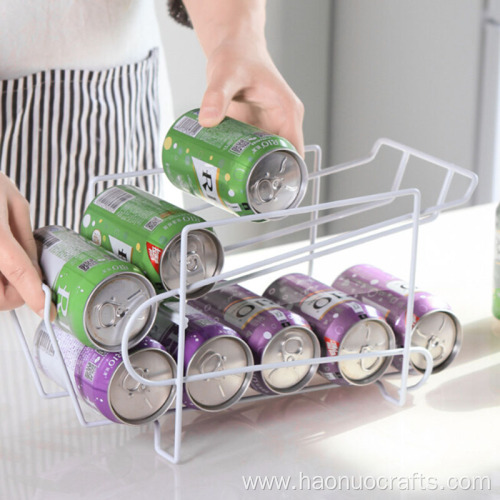 Refrigerator can roll storage rack double deck